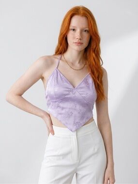 Halter Silk Tie Top Size small in lilac